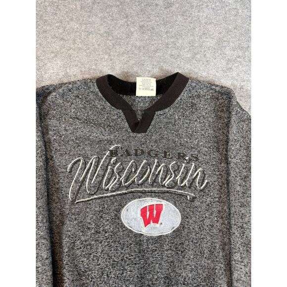 VINTAGE 90s Lee Sport Wisconsin Badgers Sweatshirt Men Medium Gray NCAA Football - Picture 5 of 6